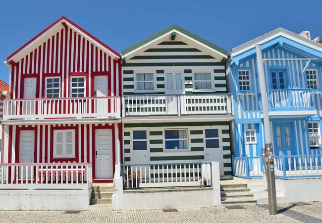 Palheiros da Costa Nova striped beach houses